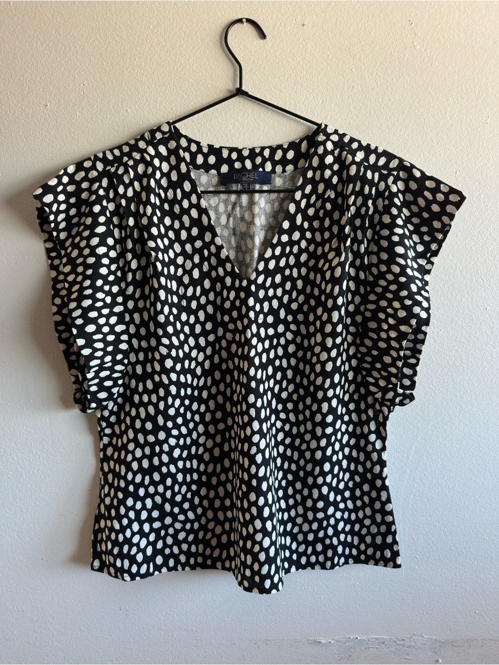 NWOT RACHEL Rachel Roy Black and White Polka Dot Blouse Size S